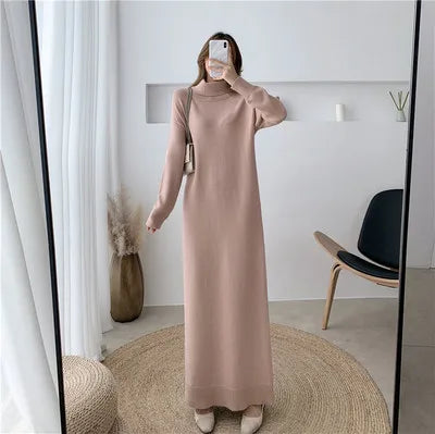 Extra Long High-Neck Sweater Dress for Women - Image 16