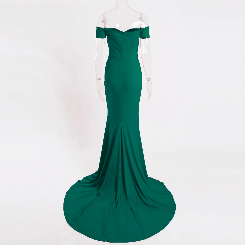 Elegant Off-Shoulder Mermaid Maxi Dress for Maternity - Image 25
