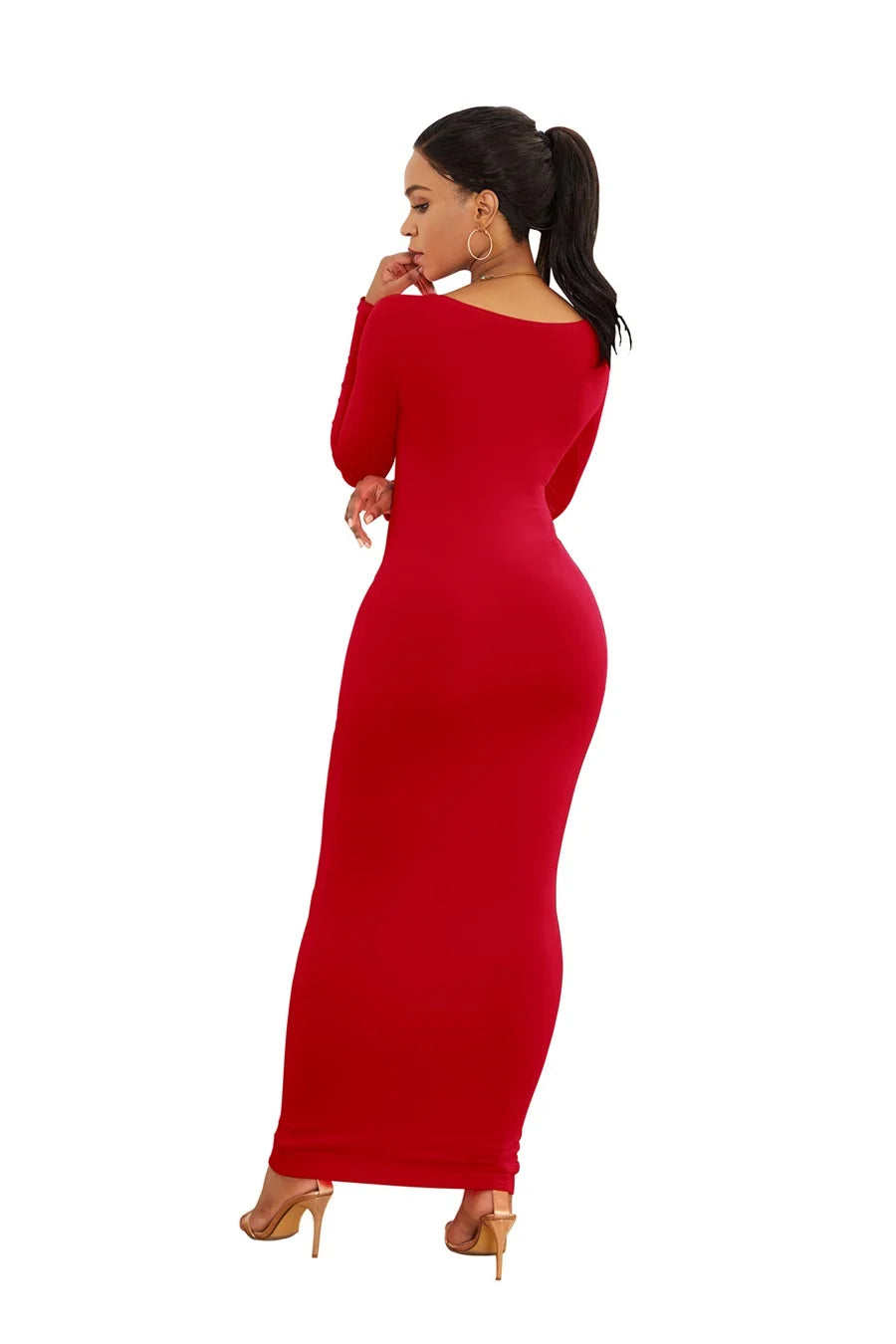 Sexy Bodycon Maxi Dress for Casual Parties - Long Sleeve - Image 17