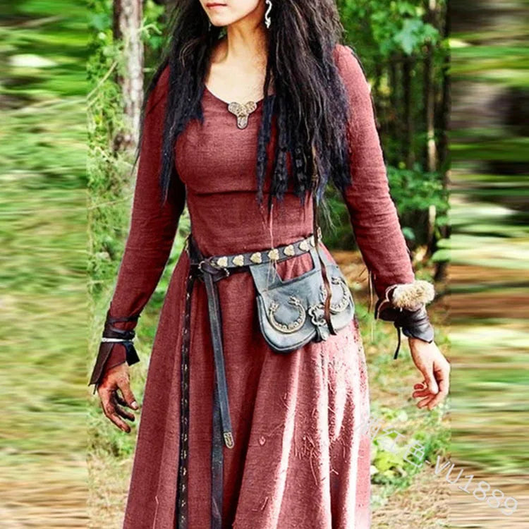 Elegant Long Sleeve Medieval Maxi Dress for Women - Image 11