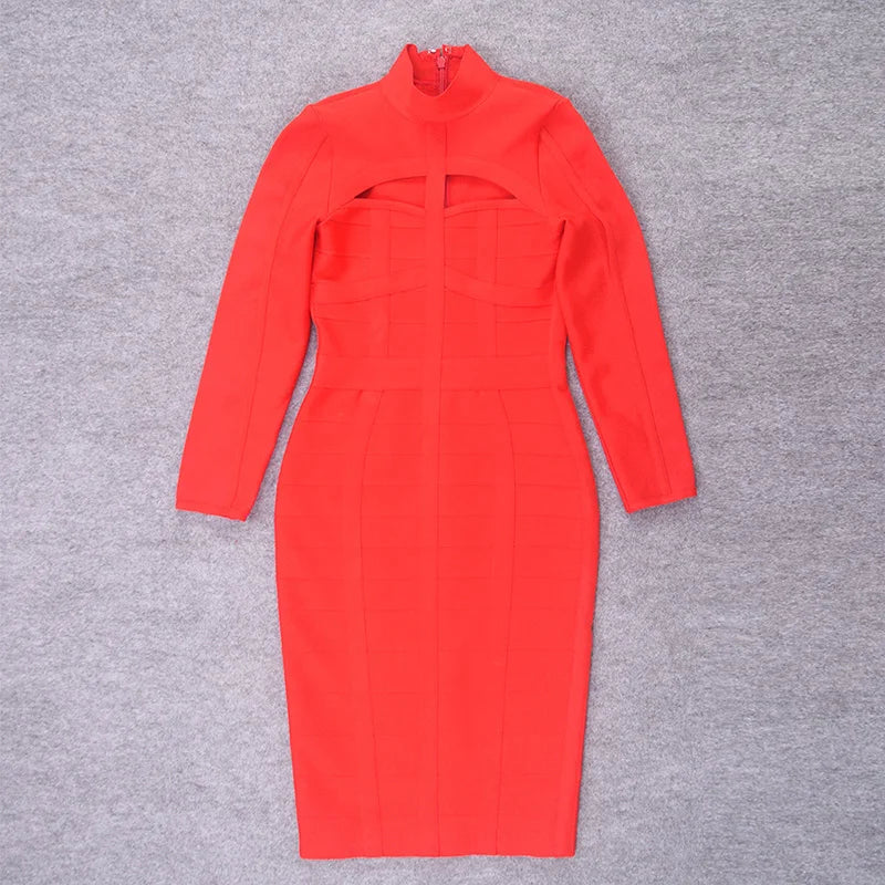 Winter Hollow Cut-Out Knitted Bodycon Dress for Women - Image 16