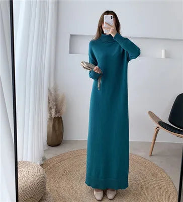 Extra Long High-Neck Sweater Dress for Women - Image 2
