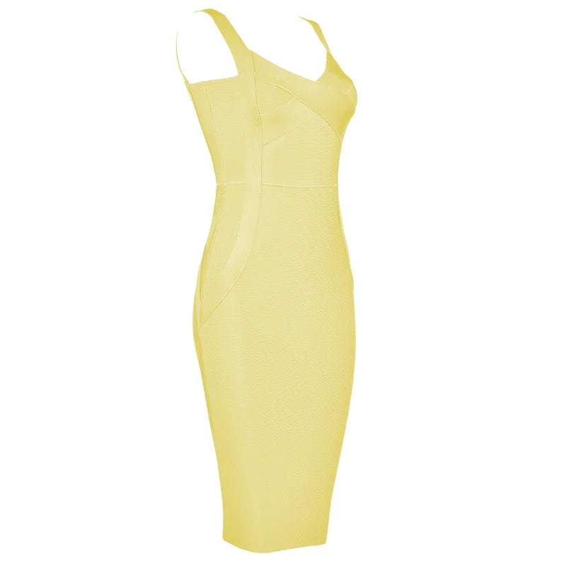 Elegant Sleeveless Rayon Bandage Bodycon Dress for Women - Image 37