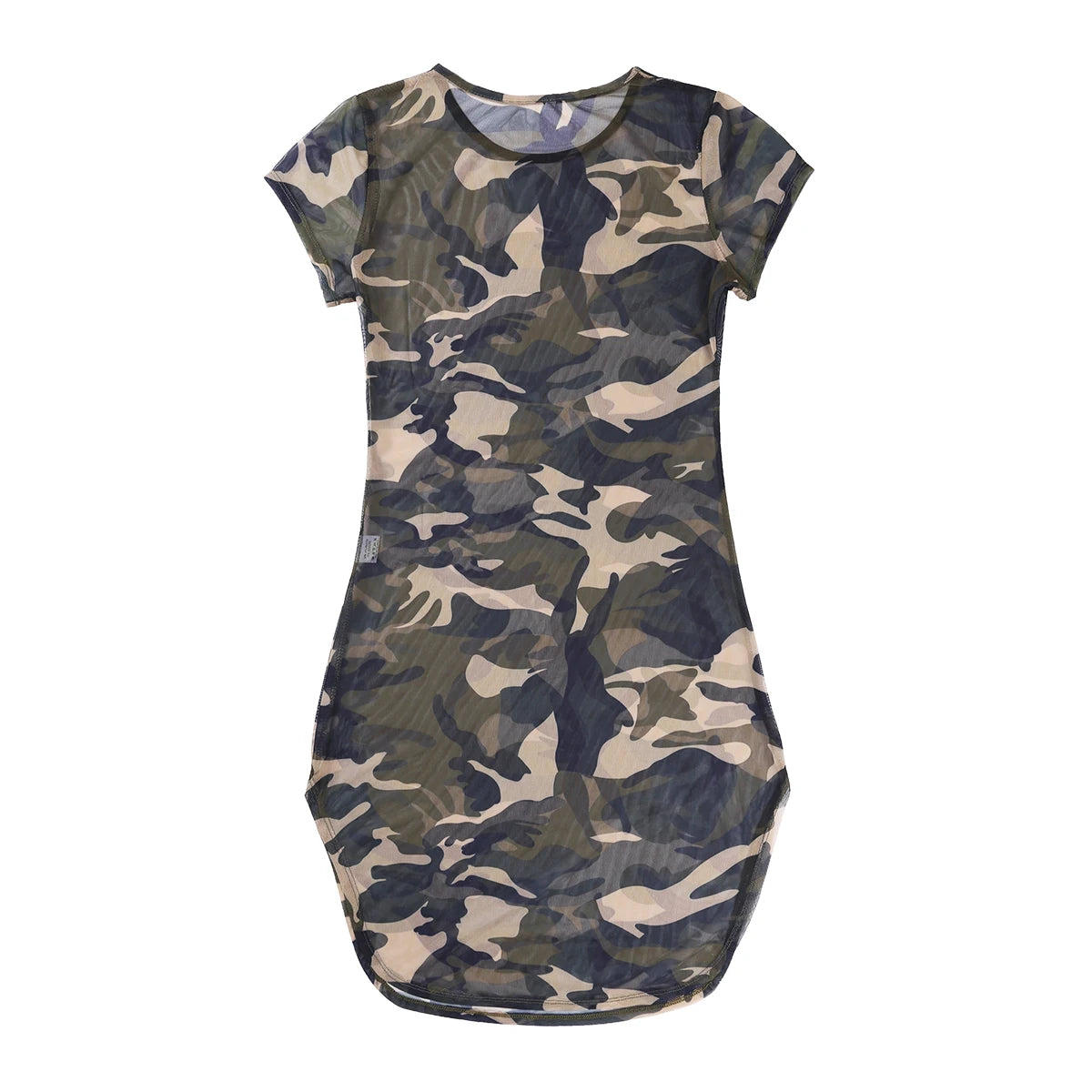 Sheer Camouflage Mini Dress with Side Slit for Parties - Image 14