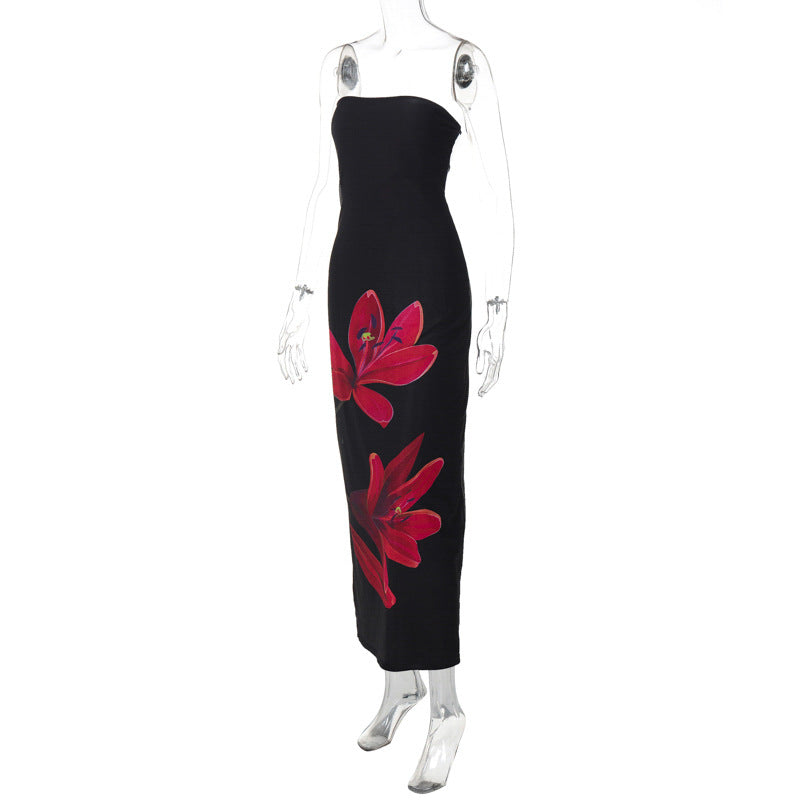 Floral Mesh Strapless Dress for Summer Beach Vacations - Image 9