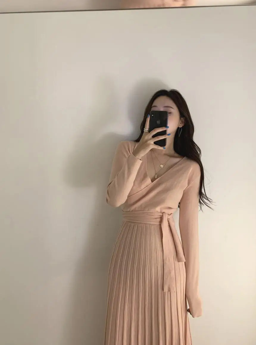 Chic Long Sleeve Stretchy Knitted Bodycon Dress for Women - Image 25