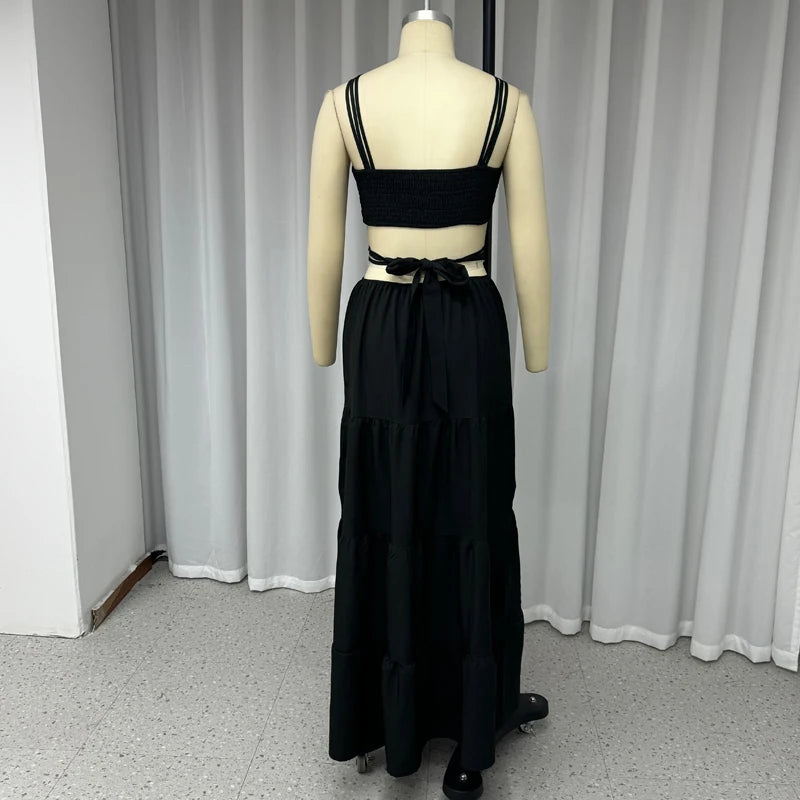 Summer Backless Hollow Out Pleated Maxi Dress for Women - Image 24