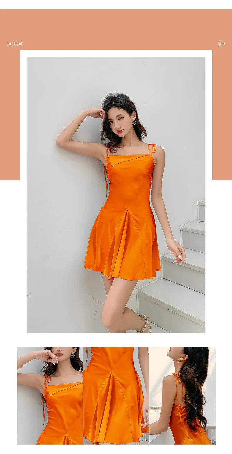 Sleeveless Satin Swing Dress for Women - Summer Style - Image 12