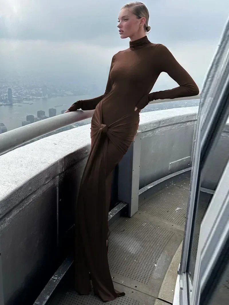 Slim Fit Turtleneck Bodycon Dress for Autumn Winter Events - Image 5