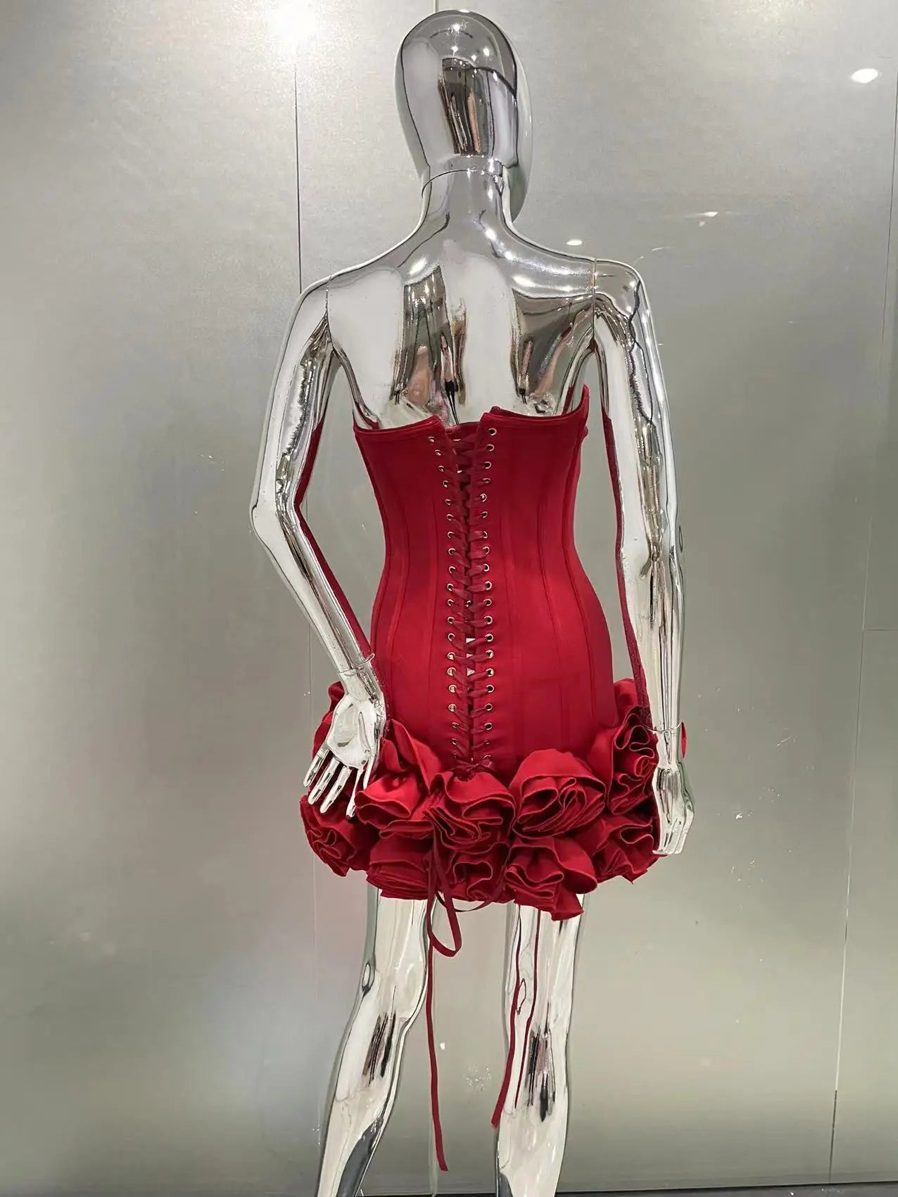 Red Strapless Mini Cocktail Dress for Women - Image 13