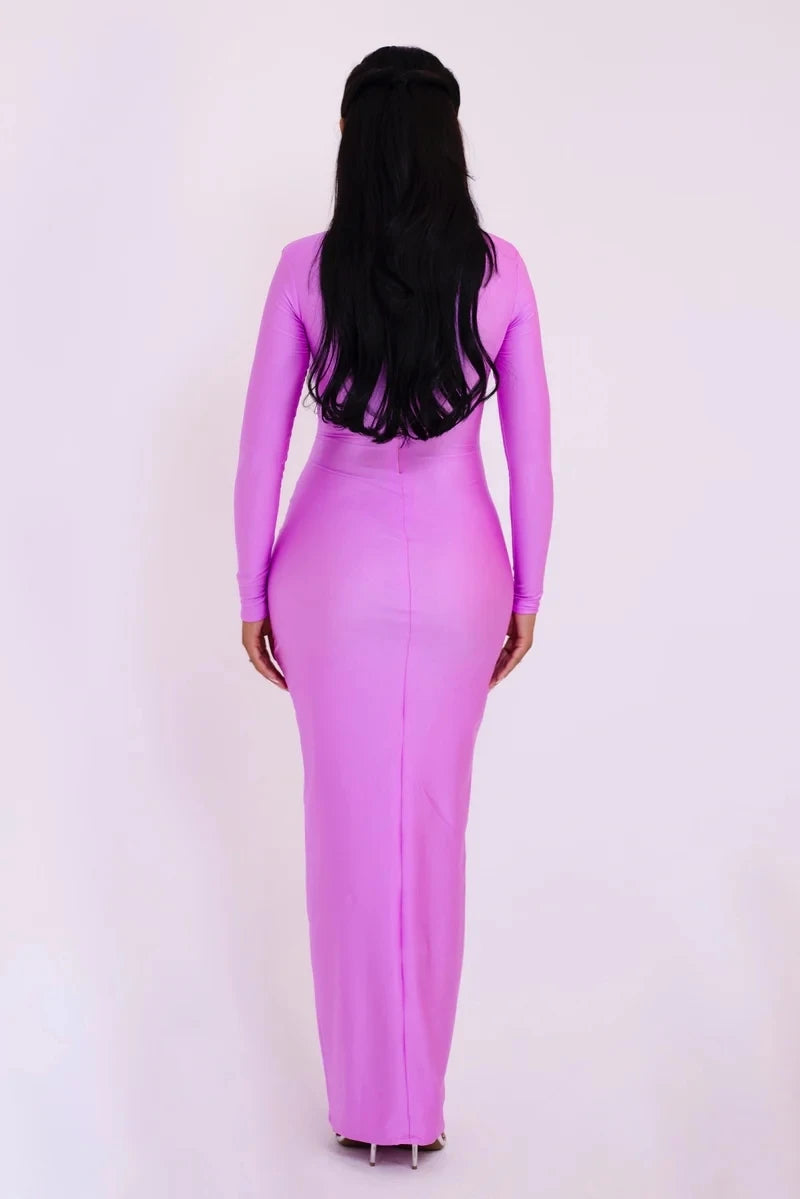 Elegant Hollow Out Long Sleeve Pleated Evening Dress - Image 40
