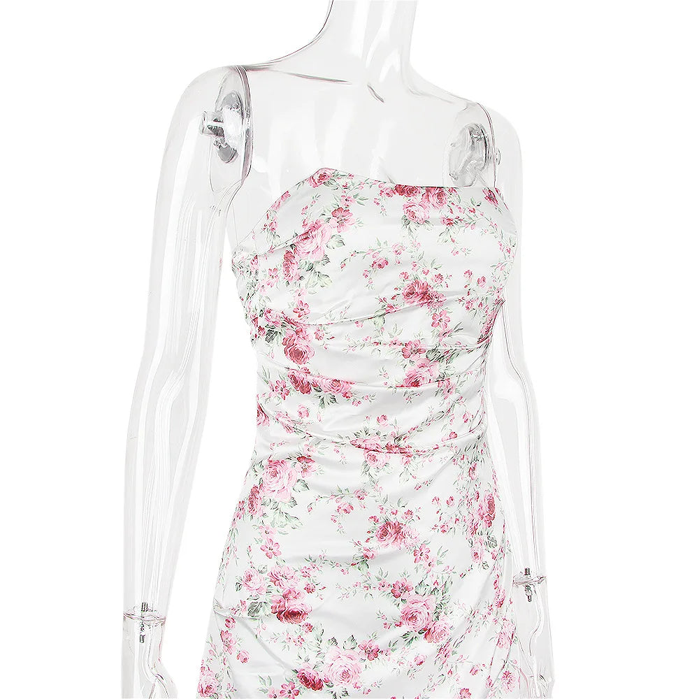 Sexy Floral Print Satin Bodycon Mini Dress for Parties - Image 40
