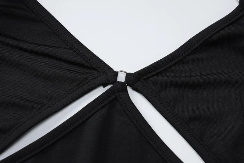 Elegant Black Hollow Out Slip Dress for Summer Parties - Image 20