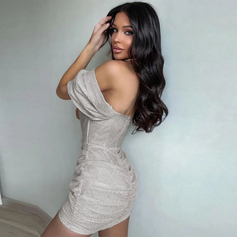 Elegant Off-Shoulder Glitter Corset Mini Dress for Parties - Image 4