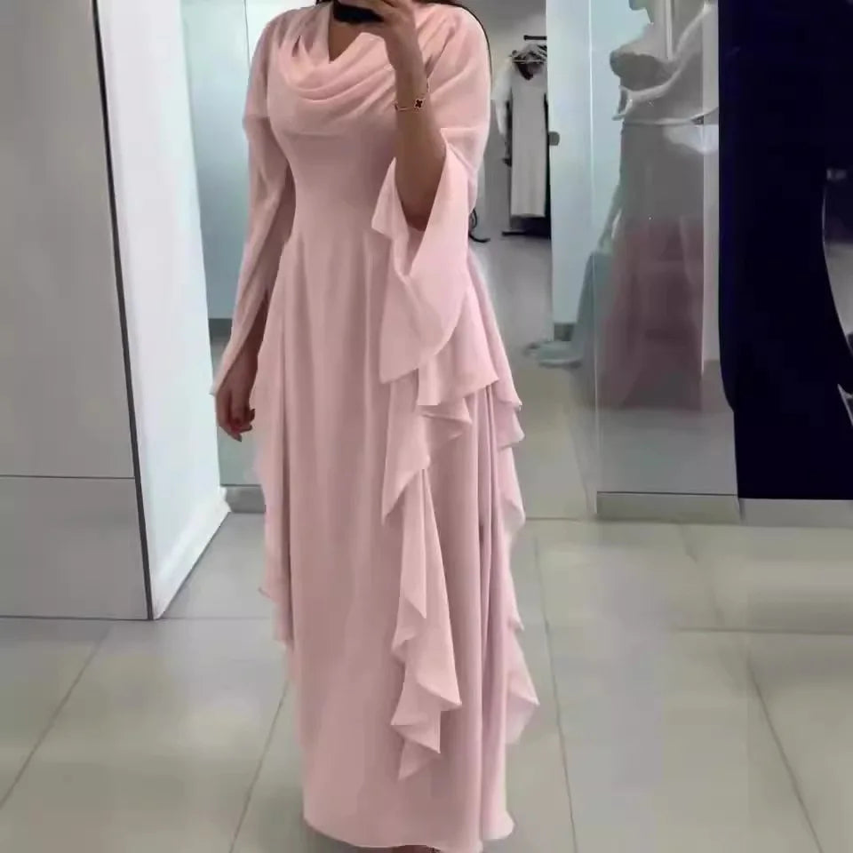 Ankle-Length Puff Sleeve Solid Casual Summer Dress - Image 12