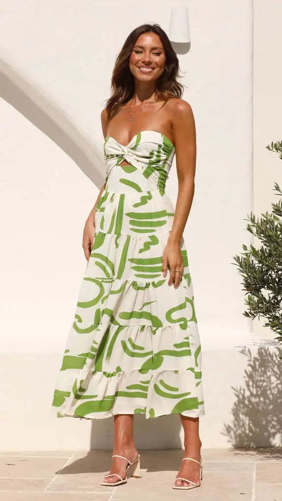 V-Neck Backless Floral Print Summer Dress for Women - Image 11