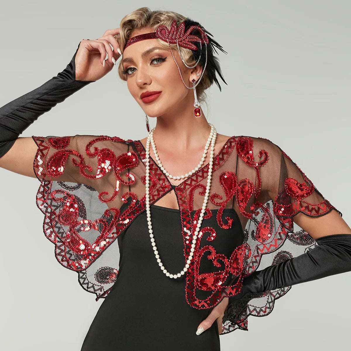 1920s Retro Sequin Beaded Shawl for Flapper Parties - Image 9