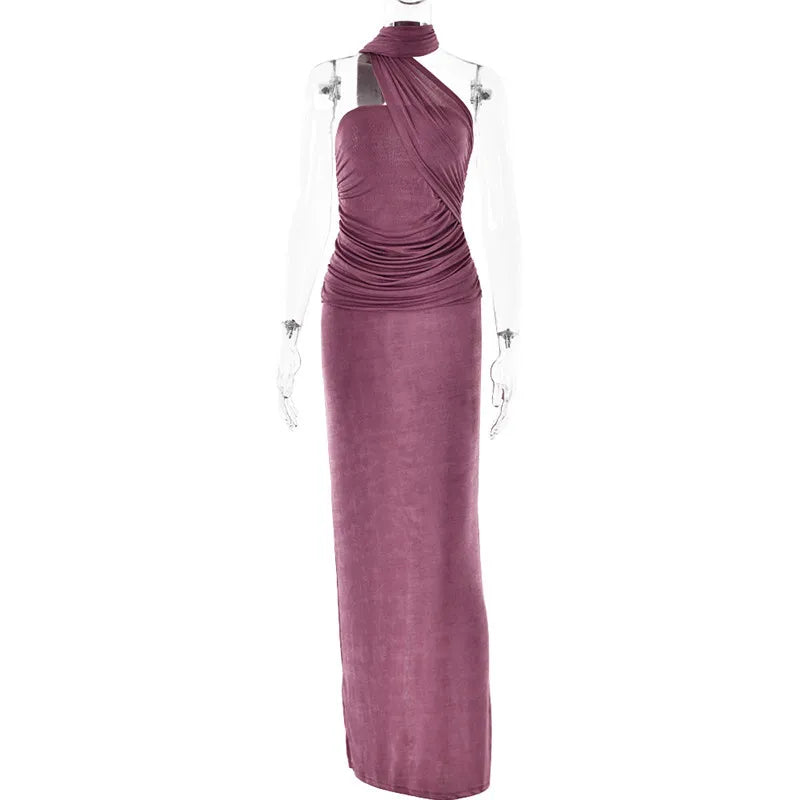 Elegant Halter Backless Maxi Dress for Women - Sleeveless Party Wear - Image 12