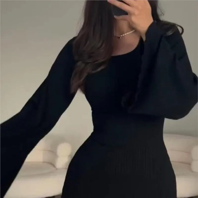 Elegant Vintage U Neck Long Sleeve Maxi Dress for Women - Image 6