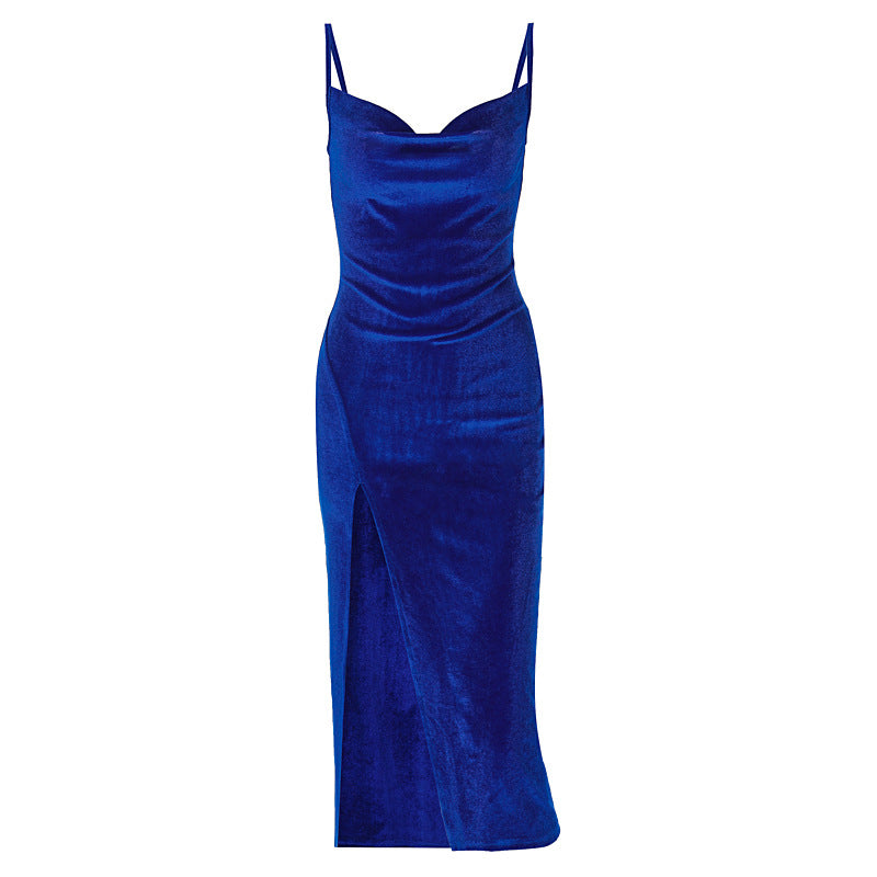 Elegant Off-Shoulder Velvet Midi Dress for Summer Nights - Image 23