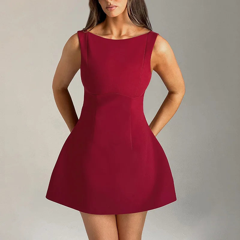 Elegant Backless Mini Vest Dress for Beach Parties - Image 4