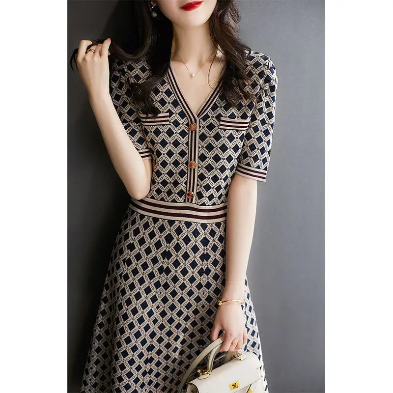 Casual Short Sleeved Knitted Sweater Dress for Women - Image 3