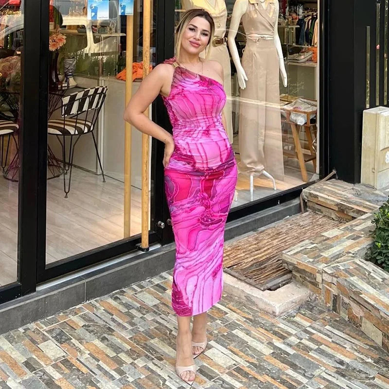 Chic Gradient Maxi Dress: One-Shoulder Backless Summer Style - Image 19