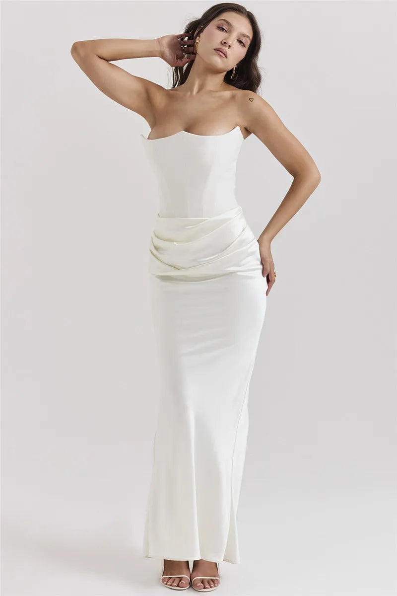Elegant Black Strapless Bodycon Maxi Dress for Women - Image 39