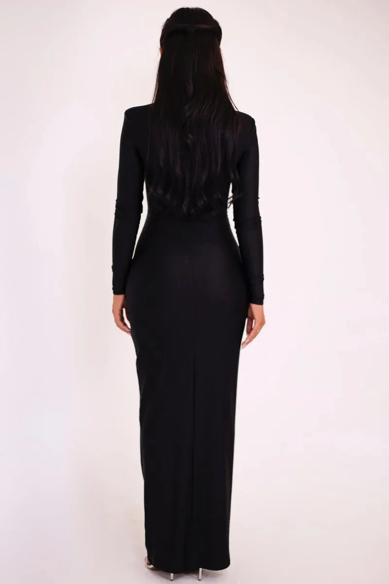 Elegant Hollow Out Long Sleeve Maxi Dress for Women - Image 13