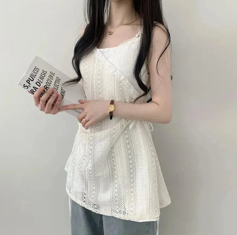 Chic French Lace Stitching Summer Sling Dress for Women - Image 16