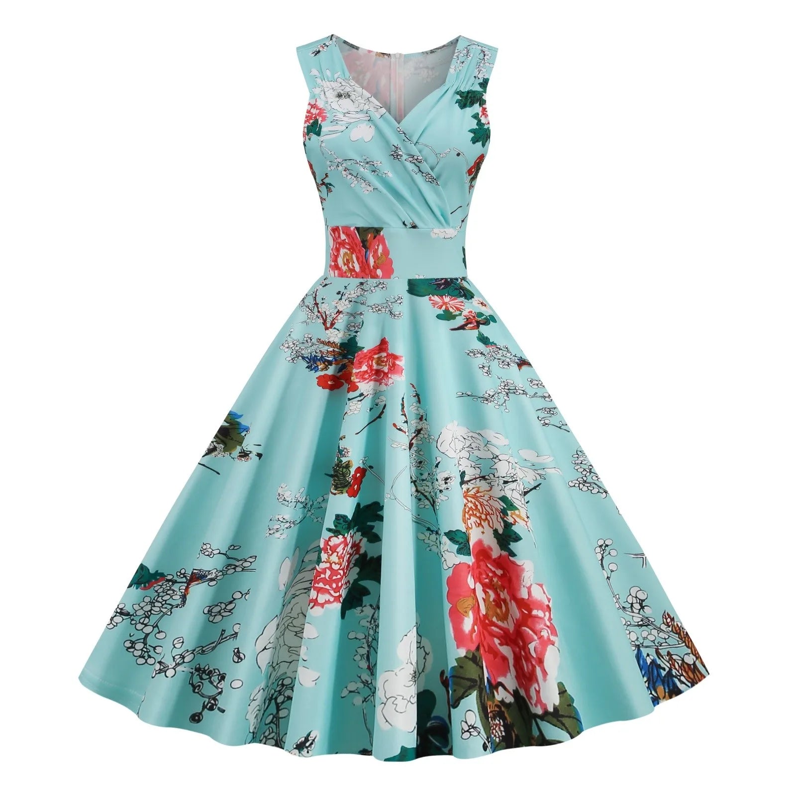 Floral Print Vintage 50s 60s Summer Dress for Women - Image 7