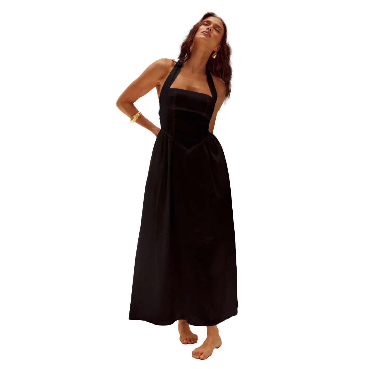 Stylish Backless Halter Neck Summer Maxi Dress for Women - Image 25