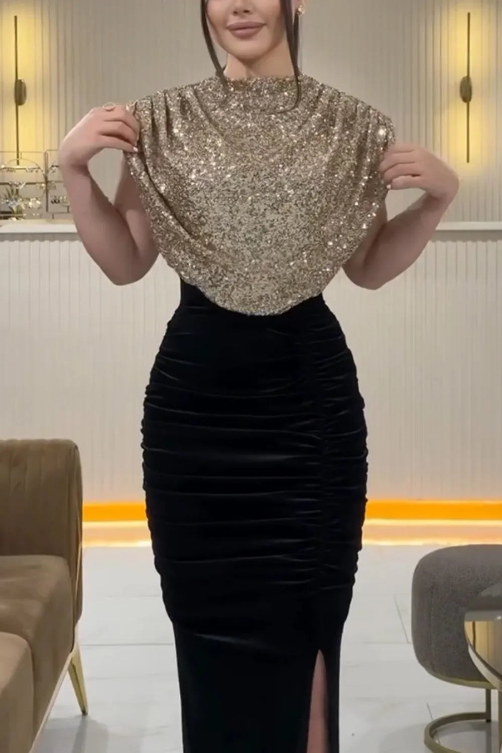 Elegant Slim Fit Sequin Party Dress for Women - Image 5
