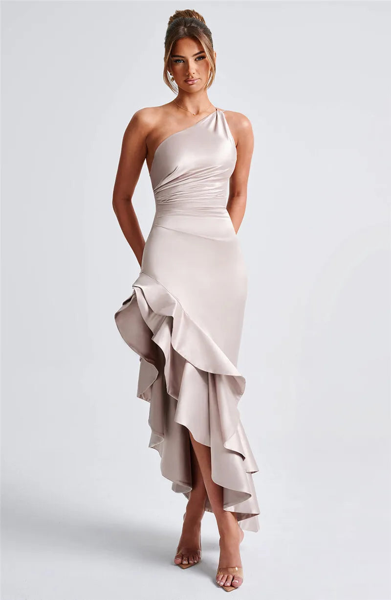 Elegant Ruffled High Split Backless Maxi Dress for Women - Image 20