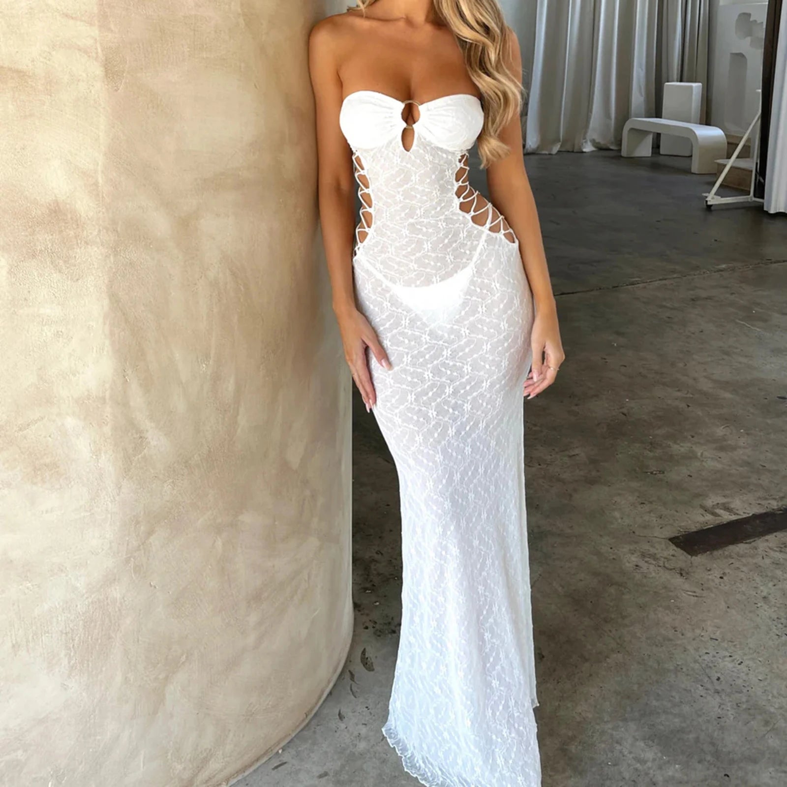 Sexy Strapless Maxi Dress for Summer Beach Holiday - Image 5