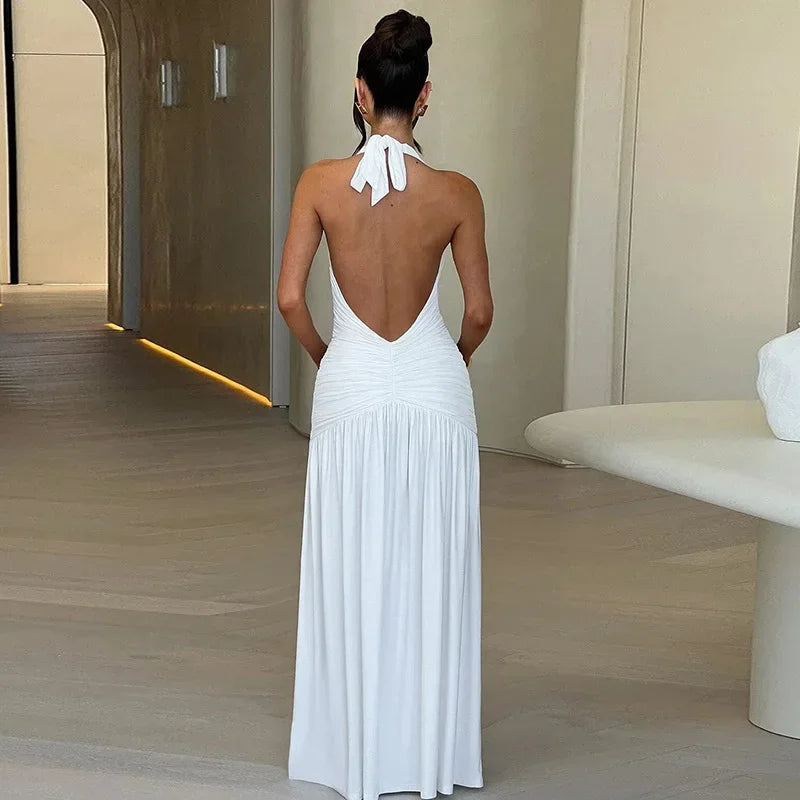 Elegant Women's Summer Deep V-Neck Backless Long Dress - Image 23