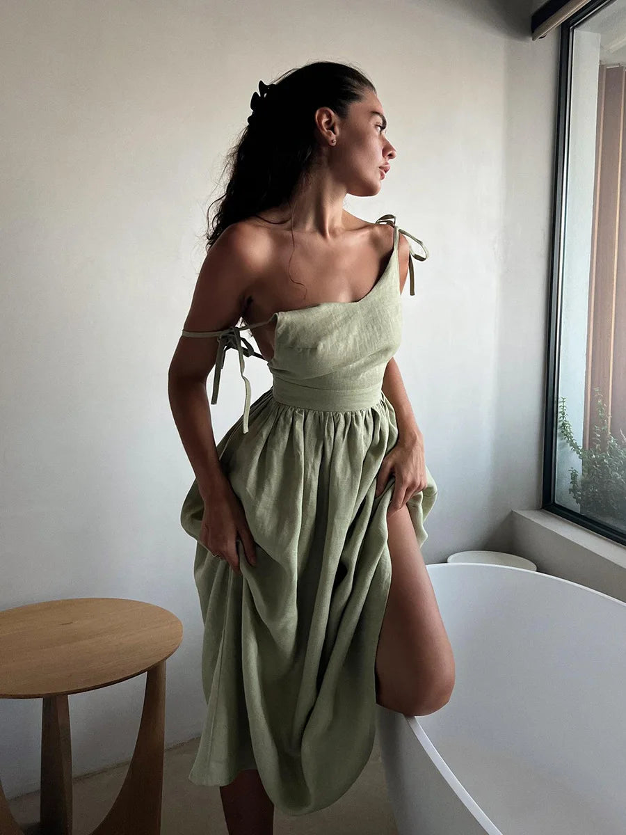 Elegant Backless V-Neck Maxi Dress for Women - Image 5