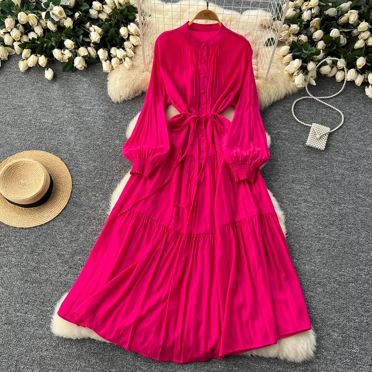 Elegant A-Line Beach Dress with Loose O-Neck Sleeves - Image 21