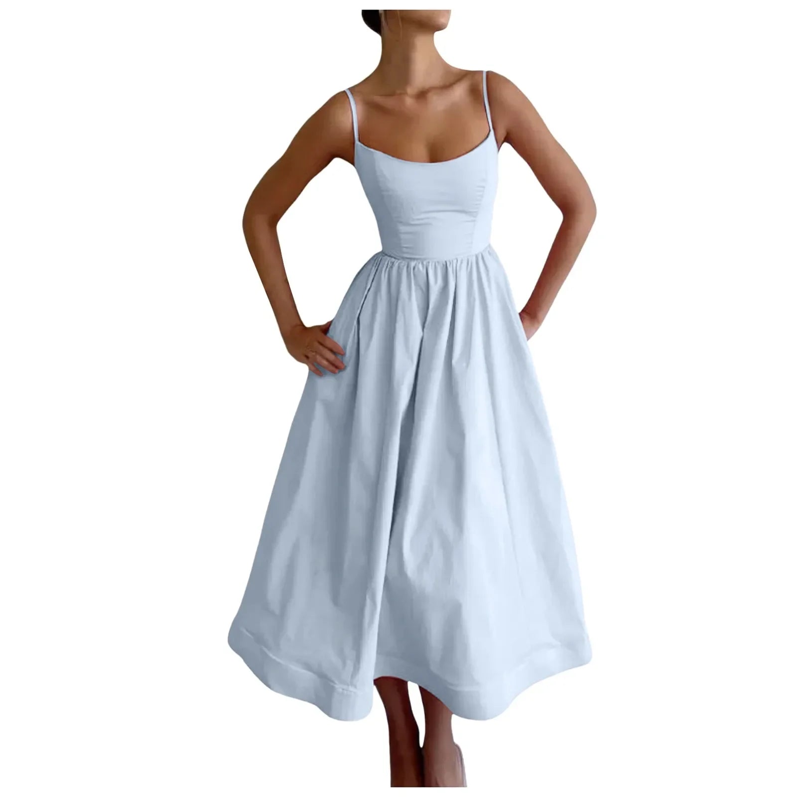 Elegant Pink Pleated Sleeveless Midi Dress for Women - Image 10