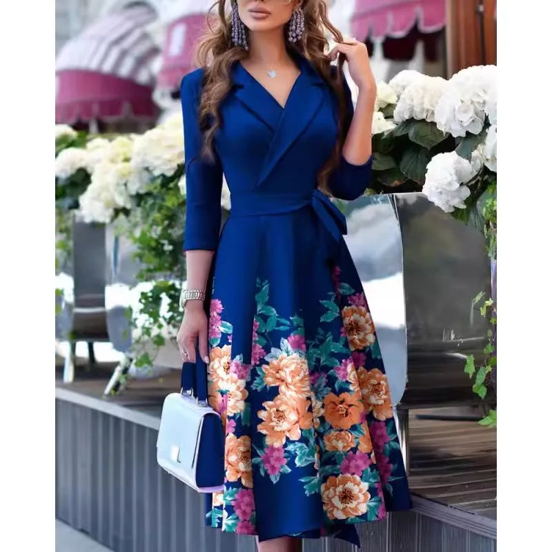 V-Neck Tie Waist Midi Dress - Stylish & Versatile - Image 5