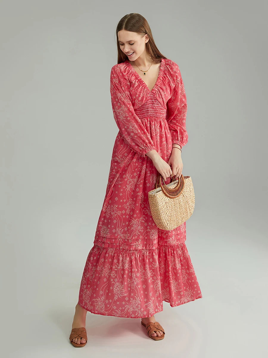 Bohemian Floral Print Flowy Beach Dress for Women - Image 14