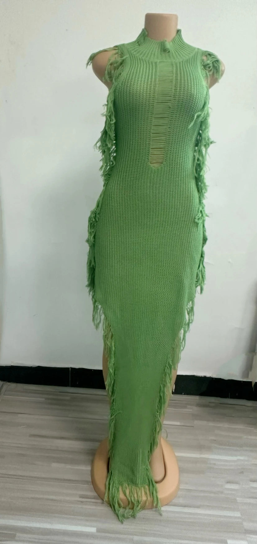 Summer Hollow Out Tassel Maxi Dress - Sleeveless Bodycon - Image 7