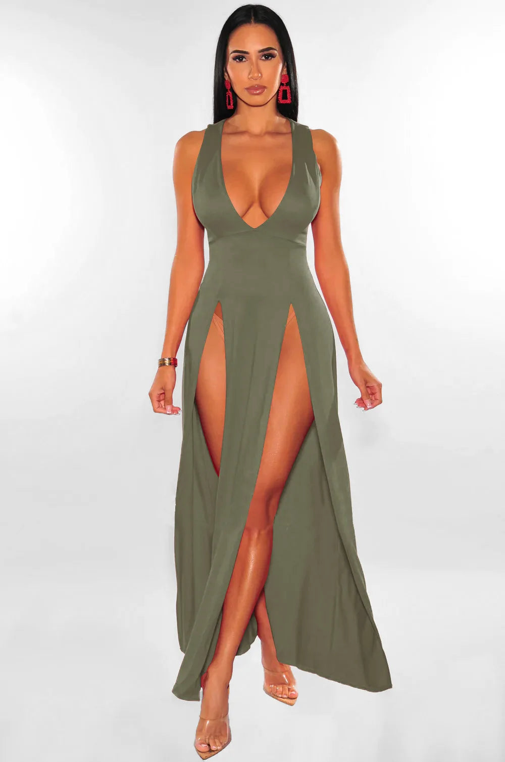 Elegant Deep V-Neck Summer Dress for Women - Image 36