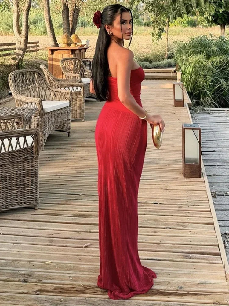 Elegant Strapless Bodycon Maxi Dress for Evening Events - Image 4