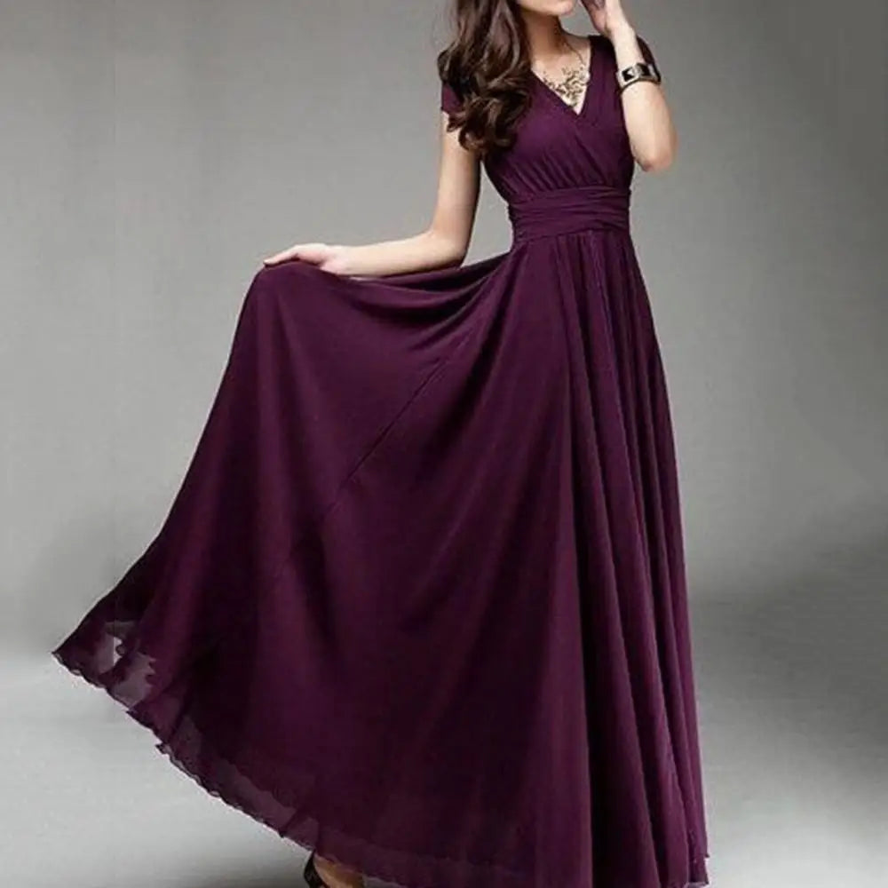 Elegant Pleated Cotton Linen Summer Maxi Dress for Women - Image 5