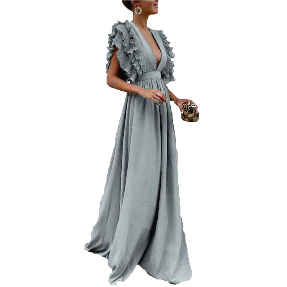 Elegant Deep V-Neck Backless Swing Dress for Parties - Image 6