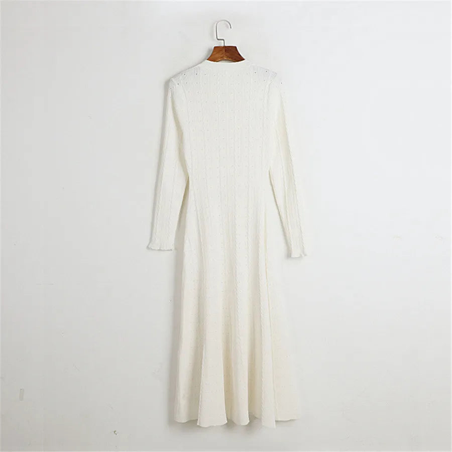 Elegant Women's Knitted Hollow Corset Long Skirt Dress - Image 11