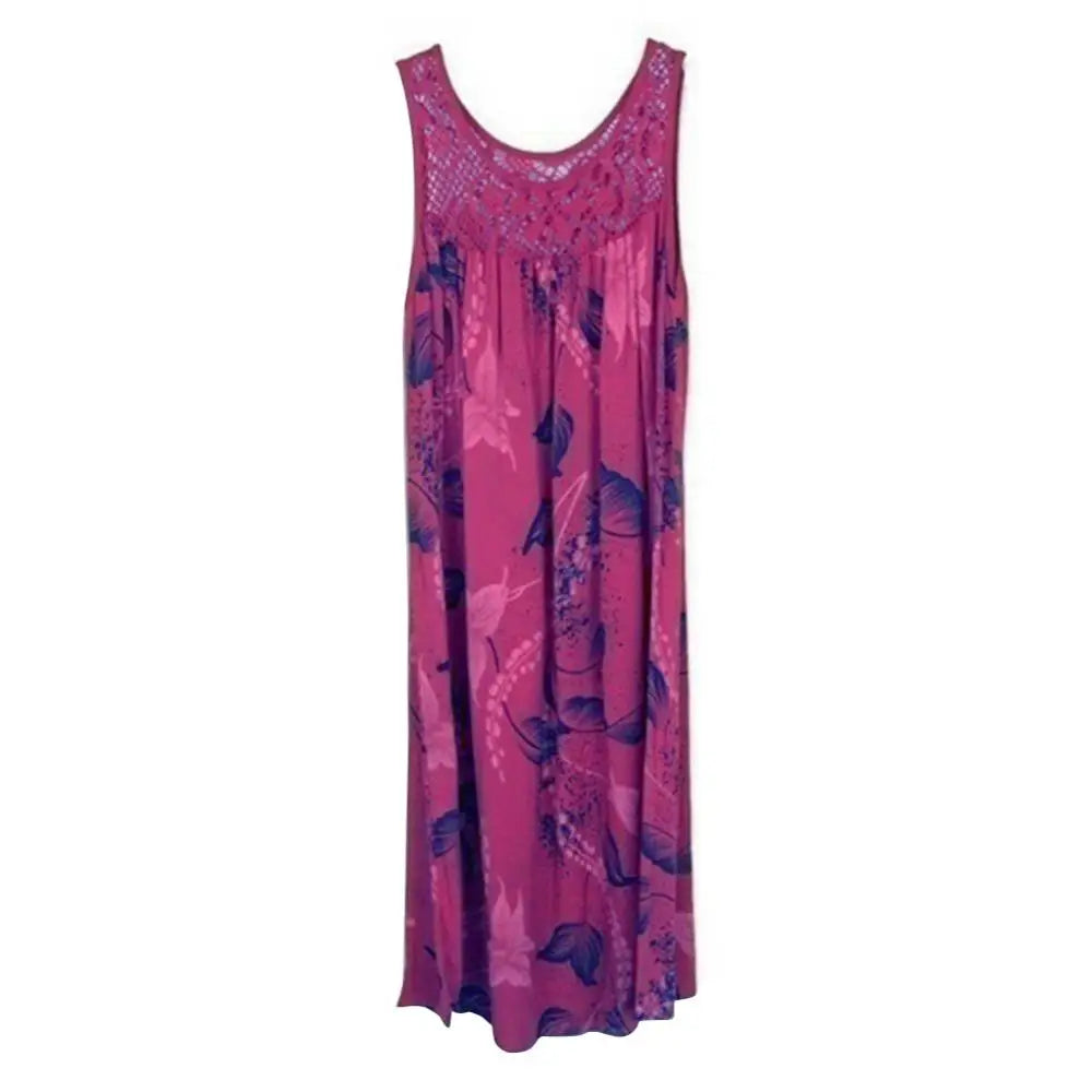 Plus Size Floral Lace O-Neck Sleeveless Summer Tank Dress - Image 7