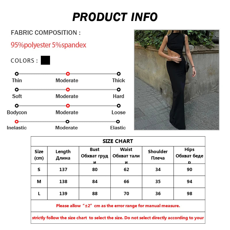 Elegant Black Sleeveless O-Neck Casual Floor-Length Dress - Image 10