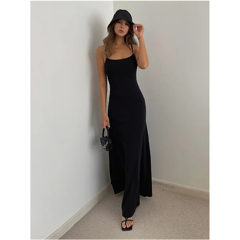 Chic Sleeveless Strap Dress - Summer Black & Grey - Image 7